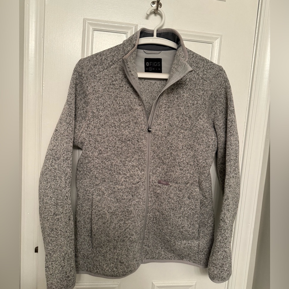 Figs Women's Gray Zip-Up Sweater Knit Jacket